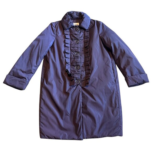 Moschino Cheap And Chic Purple Long-Length Puffer Coat Jacket Ruffle Size 8 - Picture 1 of 15
